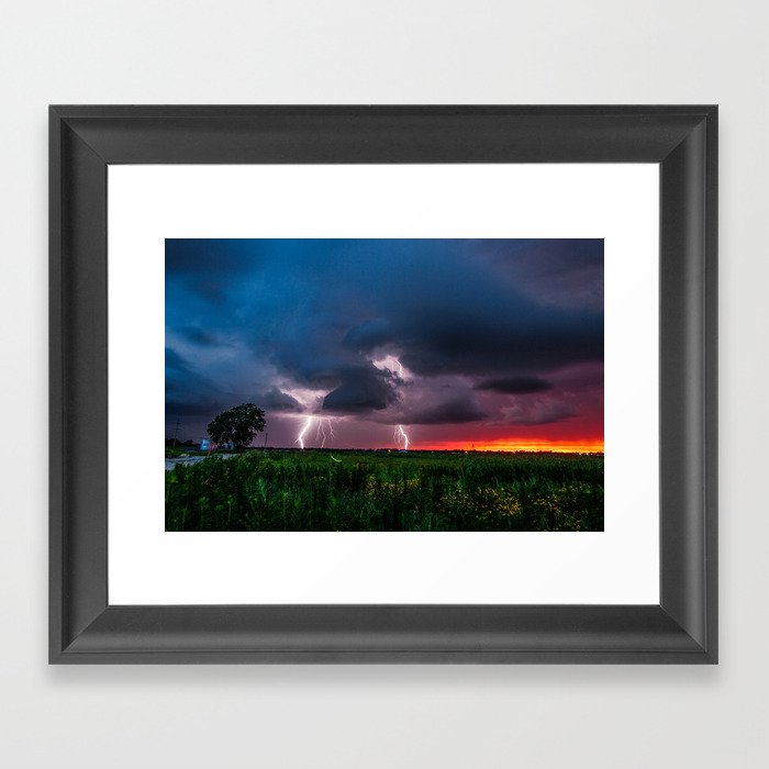 Lightning Bugs - Firefly Whirls About During Summer Storm in Oklahoma Framed Art Print