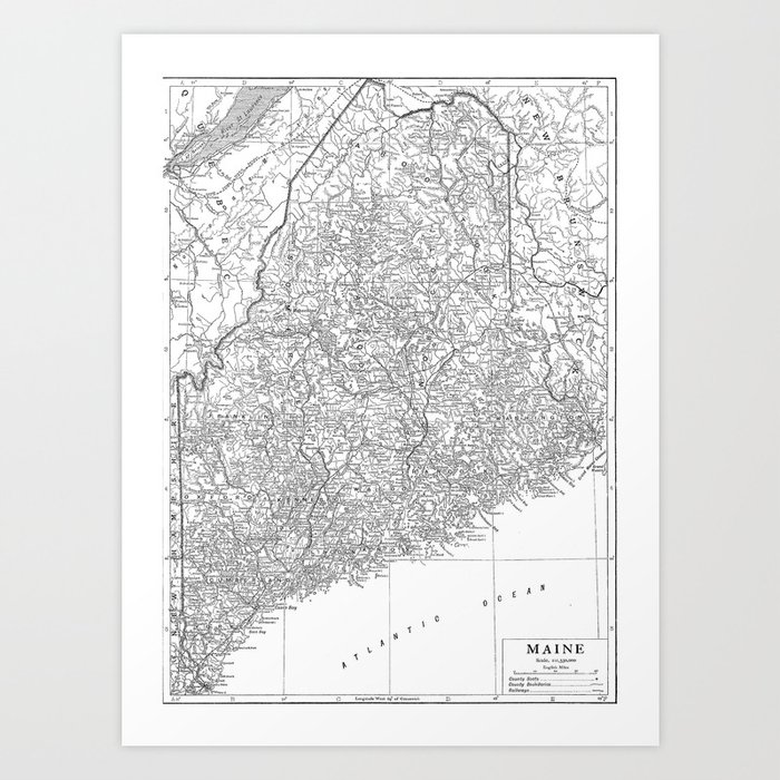 Traditional Map of Maine (1911) Artwork Print through bravuramedia graphic relating to Printable Map of Maine referred to as Basic Map of Maine (1911) Artwork Print via bravuramedia
