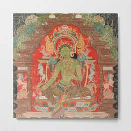 Green Tara 13th Century Tibetan Art Metal Print | Old, Tara, Watercolor, Goddess, 13Thcentury, Asia, Religoius, Greentara, Tibetan, Art 