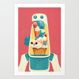Robotic Ice-Cream Love Art Print