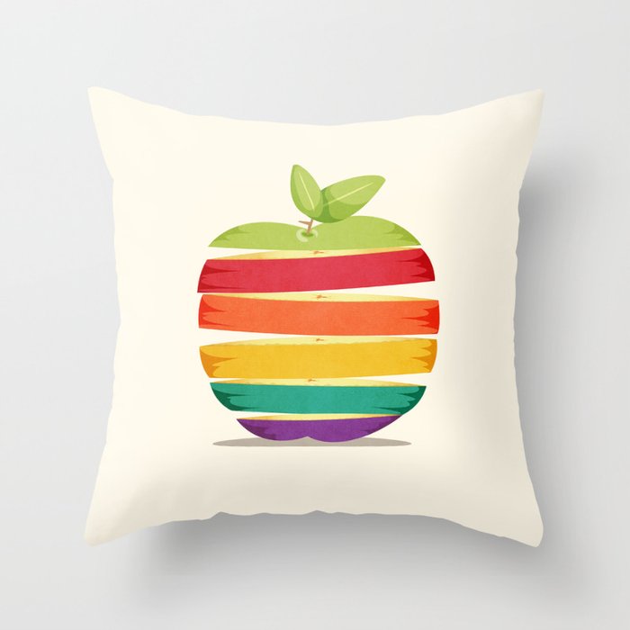 Rainbow Apple Throw Pillow