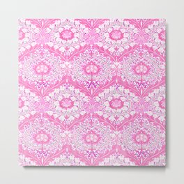 William Morris (British,1834-1896) & John Henry Dearle (British,1859-1932) - Title: MERTON (Persian Pink/Electric Lavender/Razzle Dazzle Rose/Pearl) - Date: 1905 - Style: Arts and Crafts - Fruit & Floral pattern - Digitally Enhanced Version (2000dpi)- Metal Print