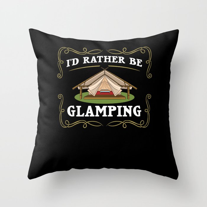 Glamping Tent Camping RV Glamper Ideas Throw Pillow