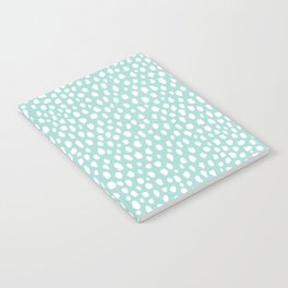 Pale Mint Blue Dalmatian Polka Dot Spots Pattern (mint blue/white) Notebook