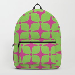 Colorful Mid Century Modern Star Pattern 948 Hot Pink and Chartreuse Green Backpack