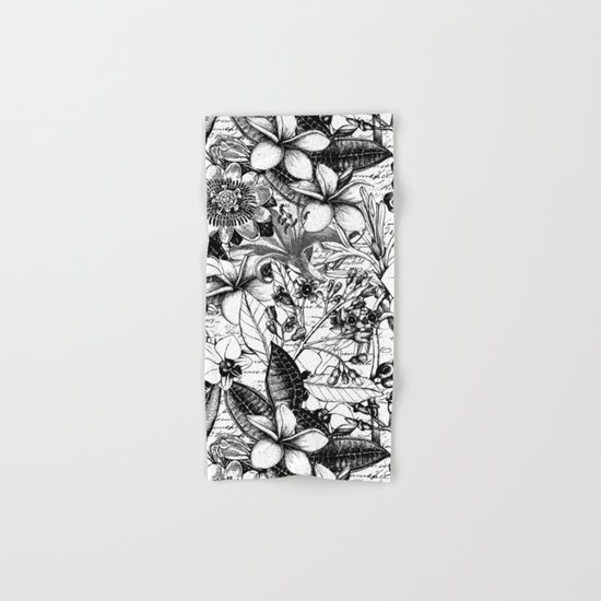 Black and white tropical flower Hand & Bath Towel