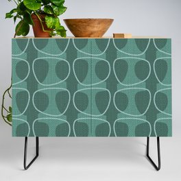 Mid Century Modern Abstract Ovals in Teal Tones Credenza