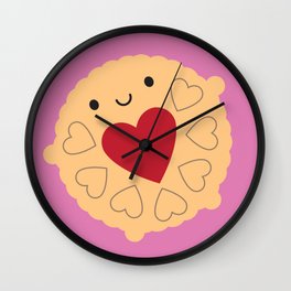 Kawaii Jammie Dodger Biscuit Wall Clock | Cute, Valentines, Hearts, Drawing, Pink, Jammiedodger, Retro, Jammydodger, Biscuit, Digital 