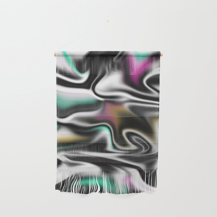 Psychedelic Liquid Abstract Paint In Black White Pink Turquoise Wall Hanging By Peladesign