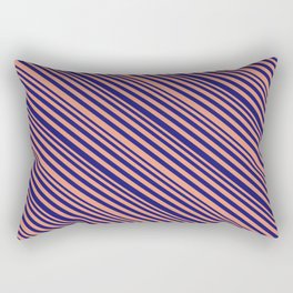 [ Thumbnail: Dark Salmon & Midnight Blue Colored Lines Pattern Rectangular Pillow ]