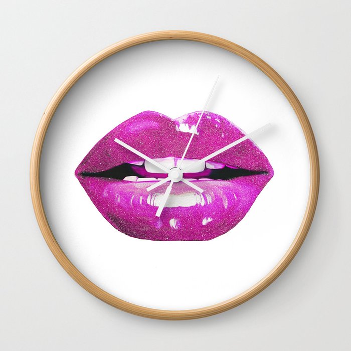 Purple Lips Wall Clock