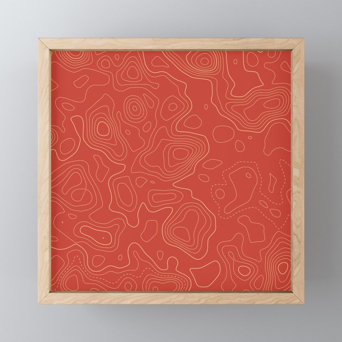 Red Topographic Map 02A Framed Mini Art Print