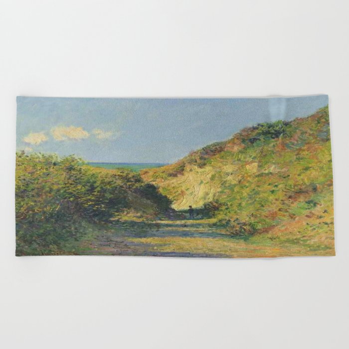 Claude Monet - Le chemin creux ,(The hollow road) Beach Towel