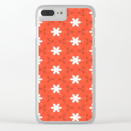 white star on red pattern Clear iPhone Case