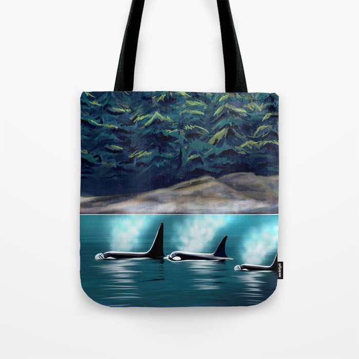 Orcas in the wild Tote Bag
