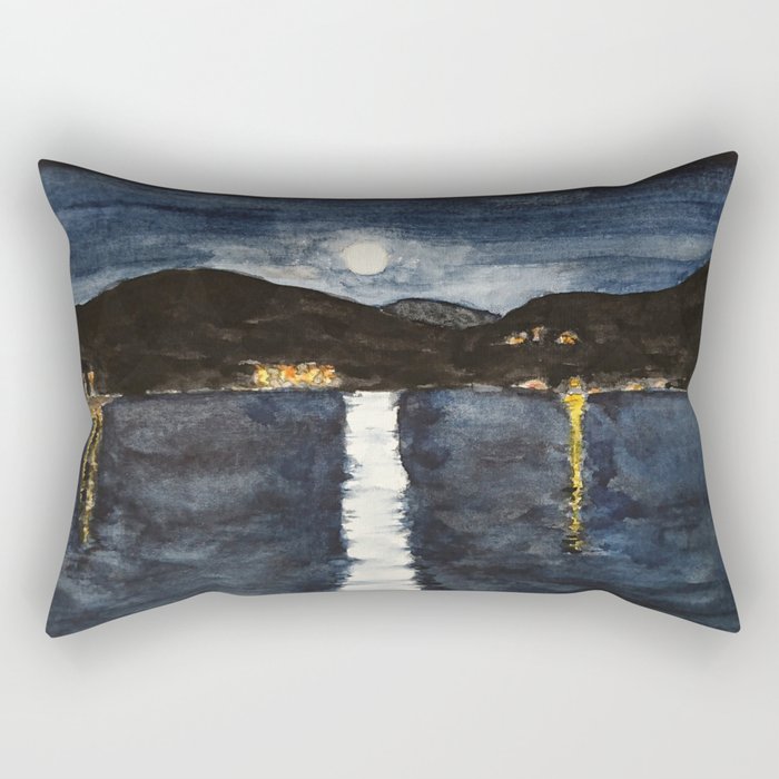 full moon by the sea Rectangular Pillow