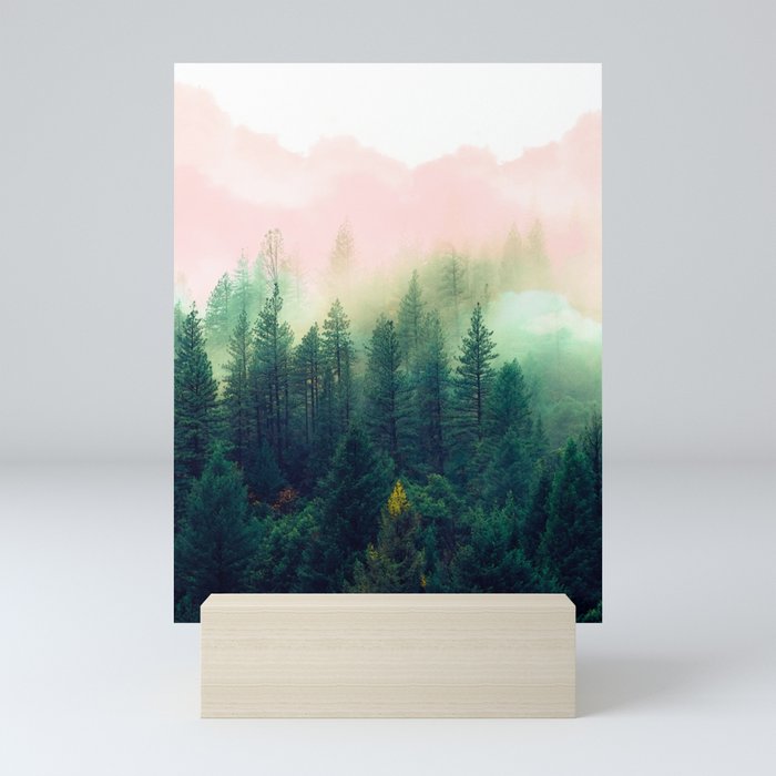Watercolor mountain landscape Mini Art Print