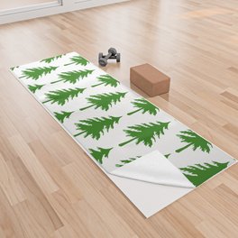 Green pine trees pattern Yoga Towel