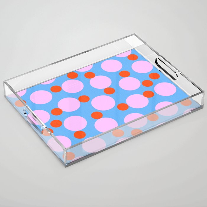 Modern Abstract Bubble Dance Pink And Blue Acrylic Tray