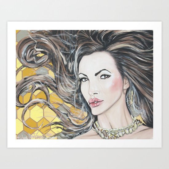 Nikki Benz Acrylic Portrait by AdamValentinoArt Art Print