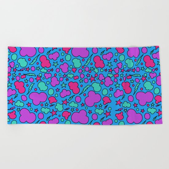 Colorful chaotic storm Beach Towel