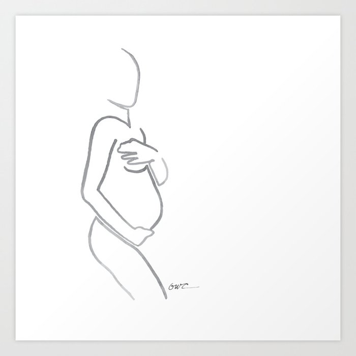 Woman Line Drawing (Pregnant) Art Print