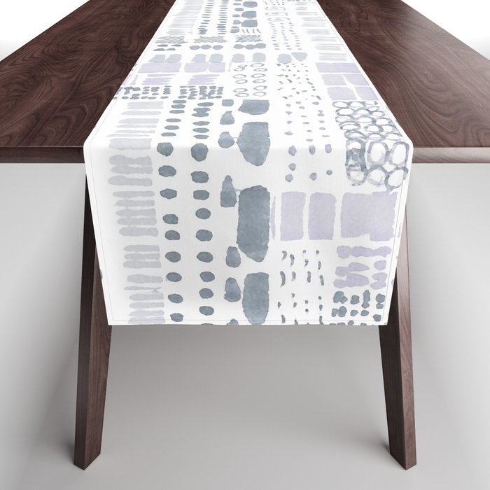 pastel lavender grey ink marks hand-drawn collection Table Runner