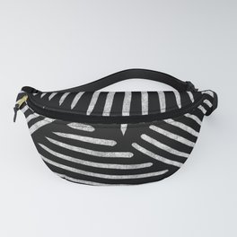 Lines and Patterns in Black and White Brush Fanny Pack