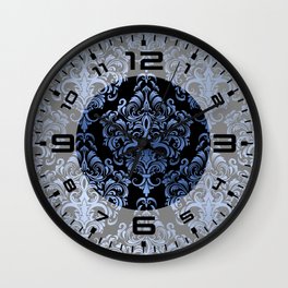 Classic Blue Swirls Damask 9 Wall Clock