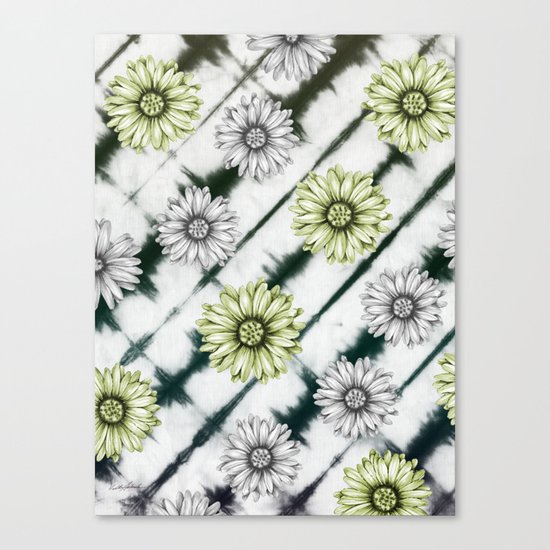 Green Daisies Smile Canvas Print