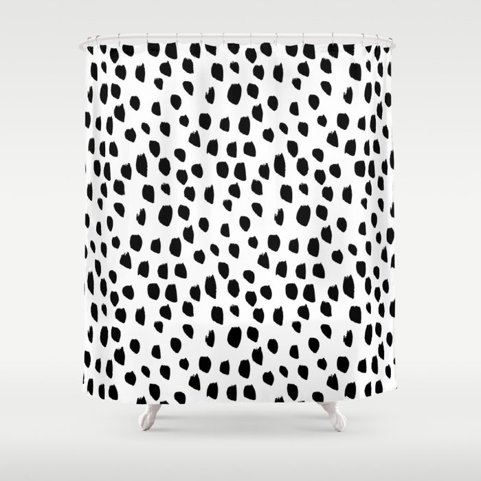 Hand drawn drops and dots on white - Mix & Match with Simplicty of life Shower Curtain