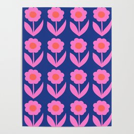 Flowers 3 in Pink and Blue Poster