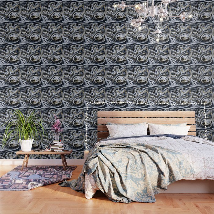 Grey Black And Gold Marble Wallpaper By Healinglove8 Society6
