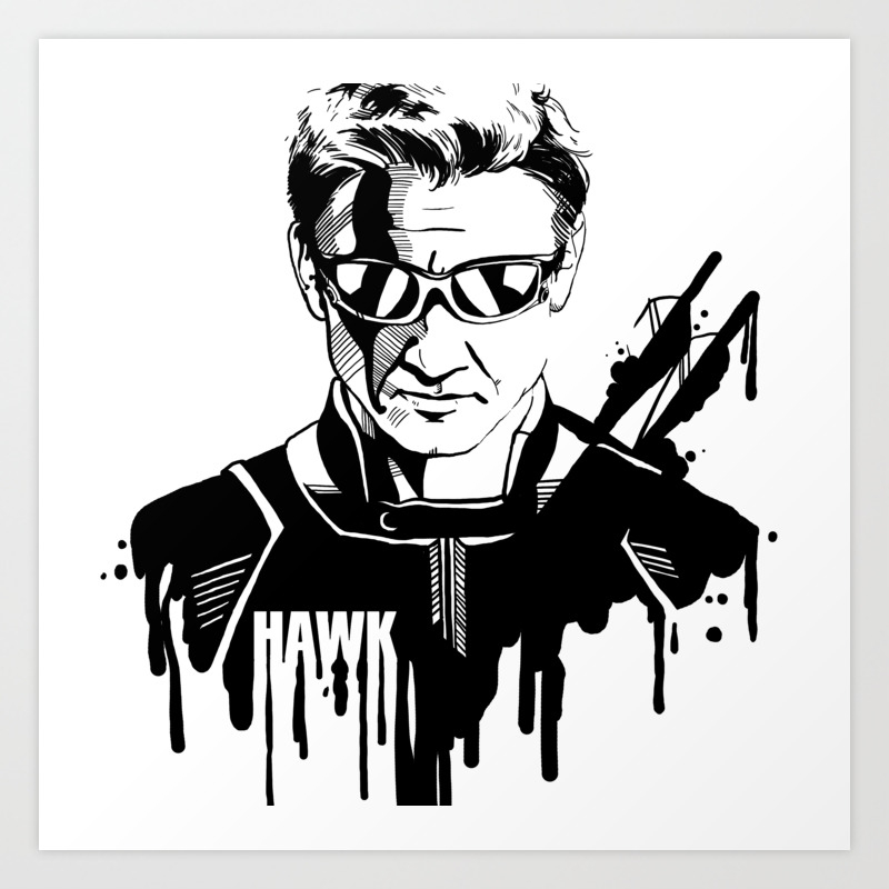Avengers In Ink Hawkeye Art Print By Rebeccaloomis Society6