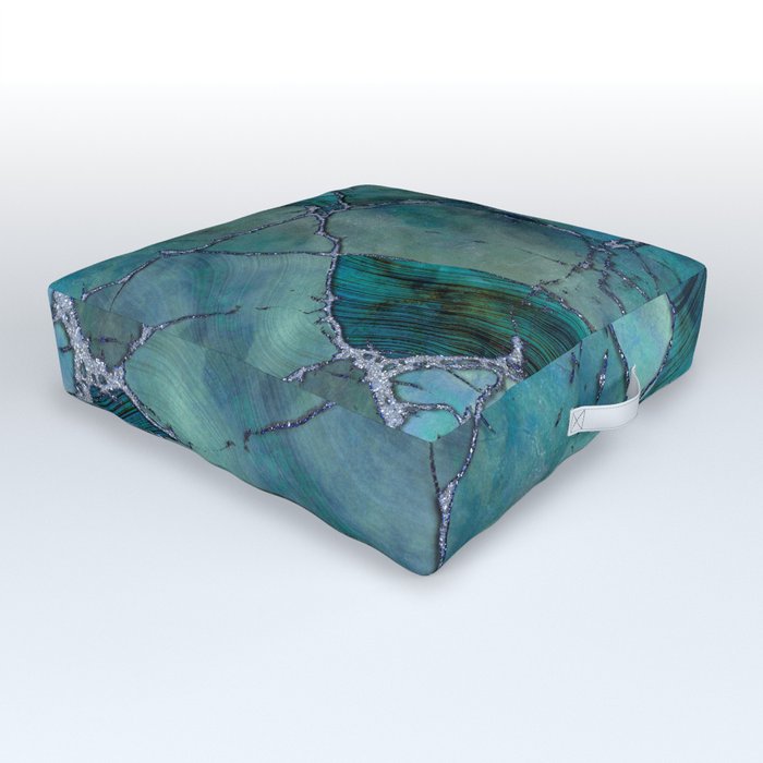 Teal Blue Marble Gemstone Luxury Surface Outdoor Floor Cushion