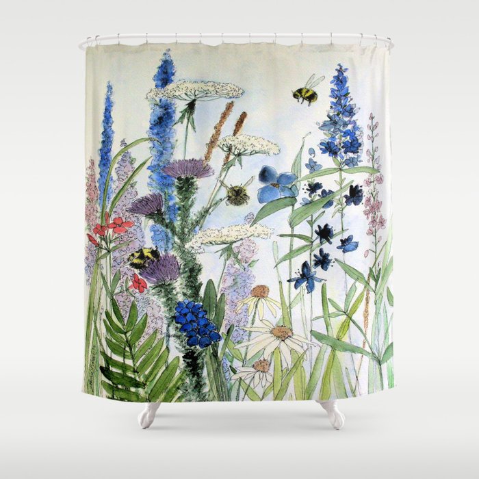 Wildflower In Garden Watercolor Flower Illustration Painting