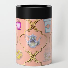 Coffee and Tea Arabesque Pattern Can Cooler