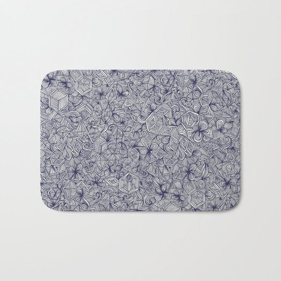 Held Together - a pattern of navy blue doodles Bath Mat