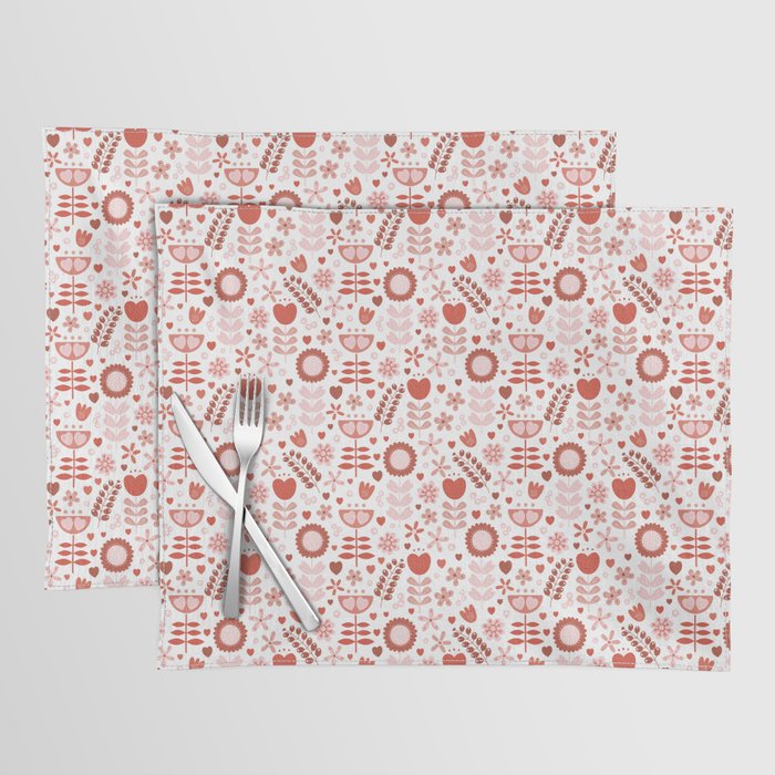 Scandi Valentine Hearts and Flowers Placemat