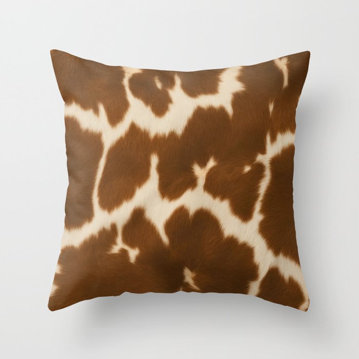 Popular Elegant Cow Faux Leather Collection Throw Pillow