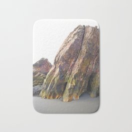 Painterly Rocks Boulders Geology Beach Ocean Oregon Coast Pacific Nautical Landscape Seascape Sand Nature Outdoors Ombre Art Bath Mat