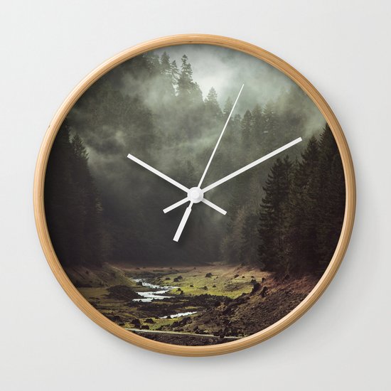 Foggy Forest Creek Wall Clock