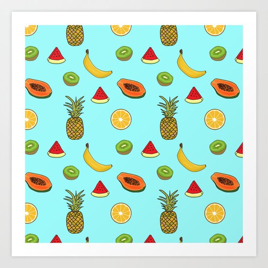 Tropical Fruity Summer Pattern Art Print