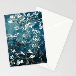 Van Gogh Almond Blossoms : Dark Teal Stationery Card