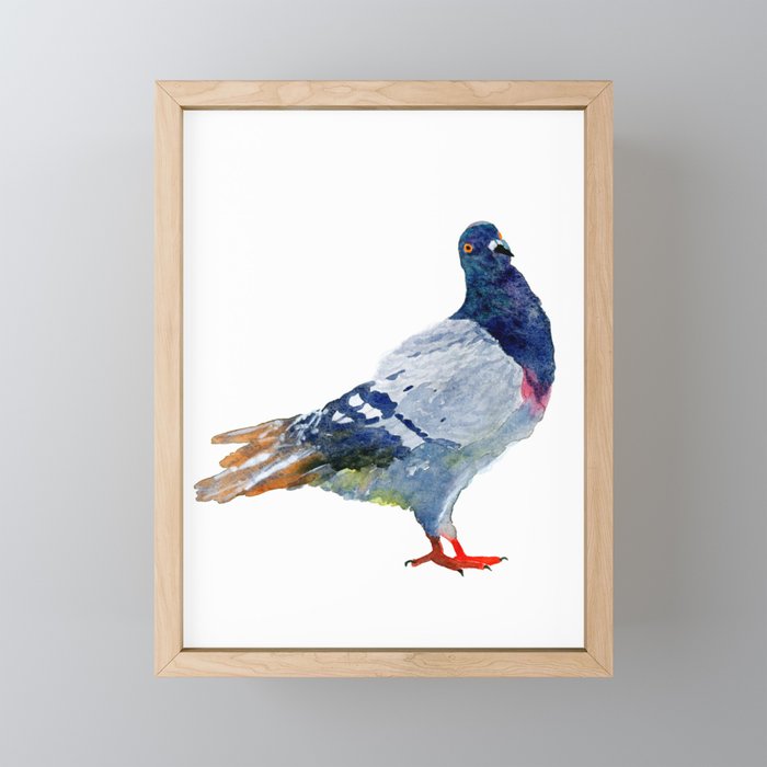 Watercolor Pigeon Pose #3 Framed Mini Art Print