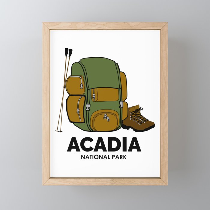 Acadia National Park Backpack Framed Mini Art Print