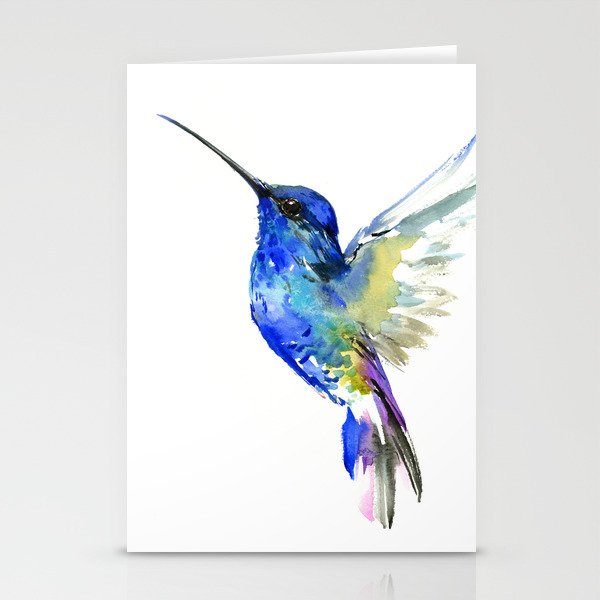 Hummingbird, Turquoise BLue Flying Bird decor Stationery Cards