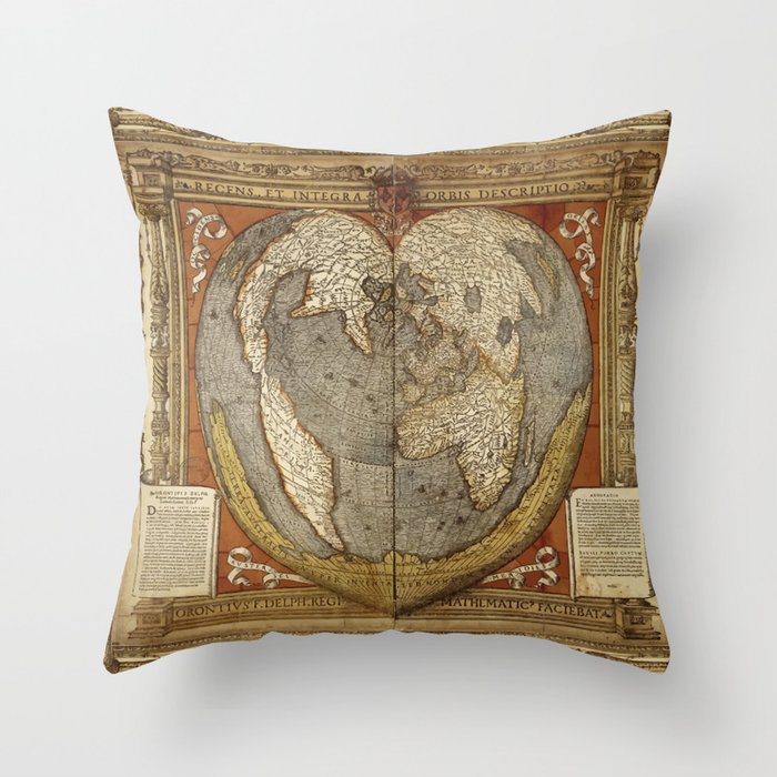 Heart-shaped projection map Throw Pillow