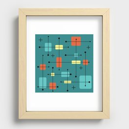 Rounded Rectangles Squares Teal Recessed Framed Print