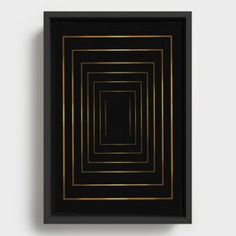 Golden pattern on black Framed Canvas